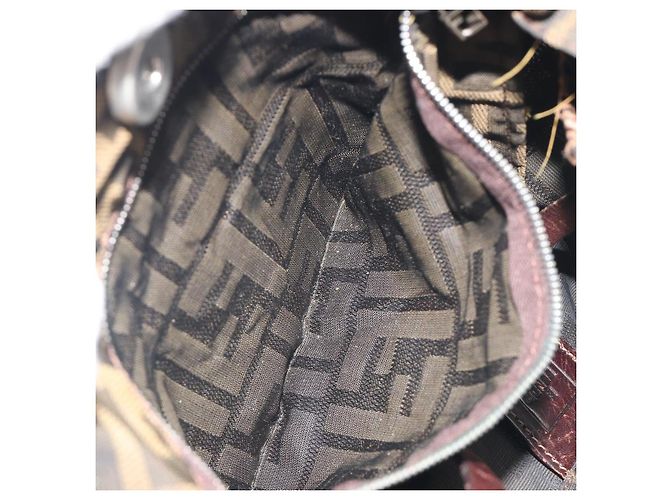Borsa a Tracolla FENDI Zucca Canvas Nero Marrone Auth 193345 - vista 22