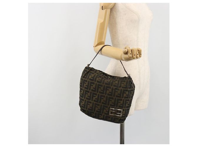Borsa a Tracolla FENDI Zucca Canvas Nero Marrone Auth 193345 - vista 23