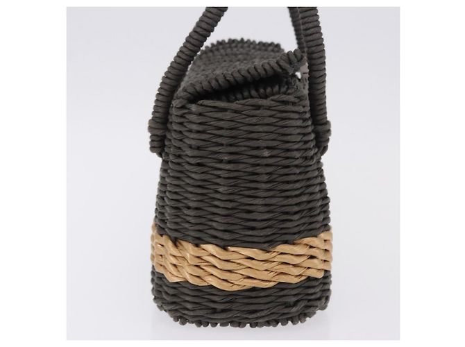 Borsa a mano CHANEL in paglia Grigio Argento CC Auth 195504SM Marrone - vista 4