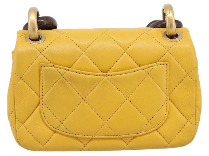 CHANEL Mini Matelasse 17 Borsa a catena Pelle d'Agnello Giallo Oro CC Auth 195513SAM D'oro - vista 2