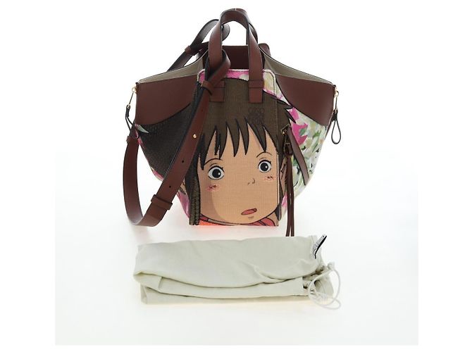 LOEWE x Studio Ghibli Spirited Away Hammock Small Bag Canvas Brown Auth 167469SM Marrone - vista 12