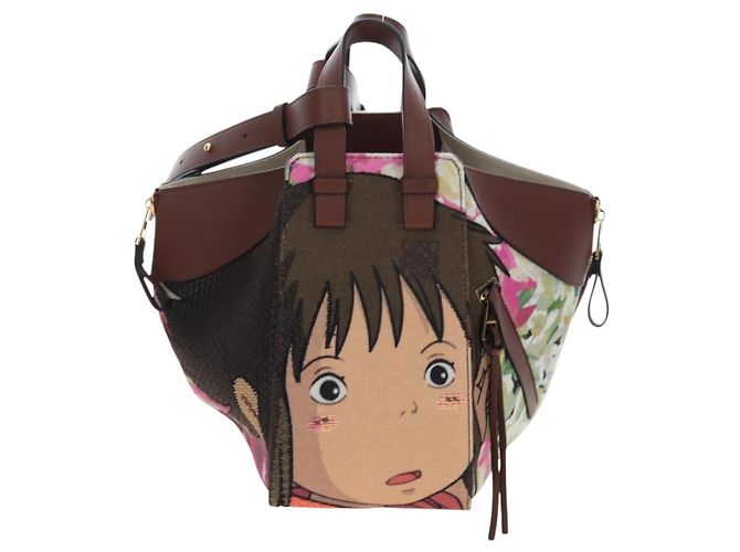 LOEWE x Studio Ghibli Spirited Away Hammock Small Bag Canvas Brown Auth 167469SM Marrone - vista 13
