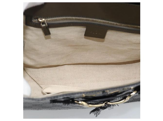 GUCCI GG Canvas Guccissima Horsebit Chain Patent leather 295403 Auth 196047A Nero D'oro - vista 10