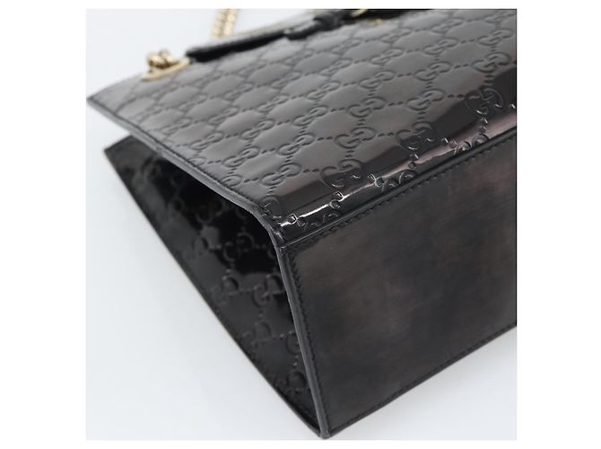 GUCCI GG Canvas Guccissima Horsebit Chain Patent leather 295403 Auth 196047A Nero D'oro - vista 14