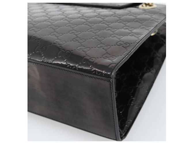 GUCCI GG Canvas Guccissima Horsebit Chain Patent leather 295403 Auth 196047A Nero D'oro - vista 15