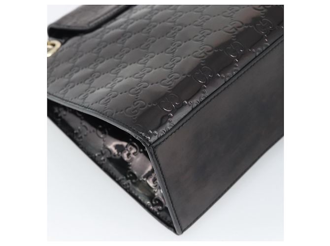 GUCCI GG Canvas Guccissima Horsebit Chain Patent leather 295403 Auth 196047A Nero D'oro - vista 16