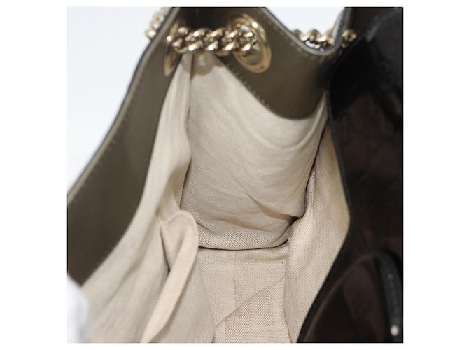 GUCCI GG Canvas Guccissima Horsebit Chain Patent leather 295403 Auth 196047A Nero D'oro - vista 19