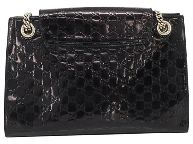 GUCCI GG Canvas Guccissima Horsebit Chain Patent leather 295403 Auth 196047A Nero D'oro - vista 2