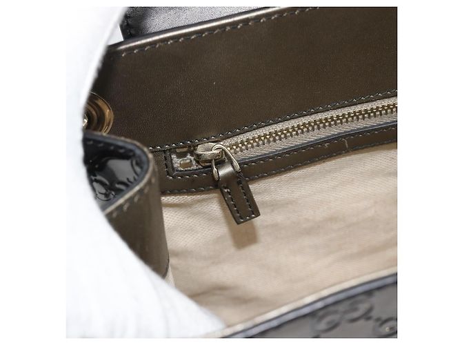 GUCCI GG Canvas Guccissima Horsebit Chain Patent leather 295403 Auth 196047A Nero D'oro - vista 20