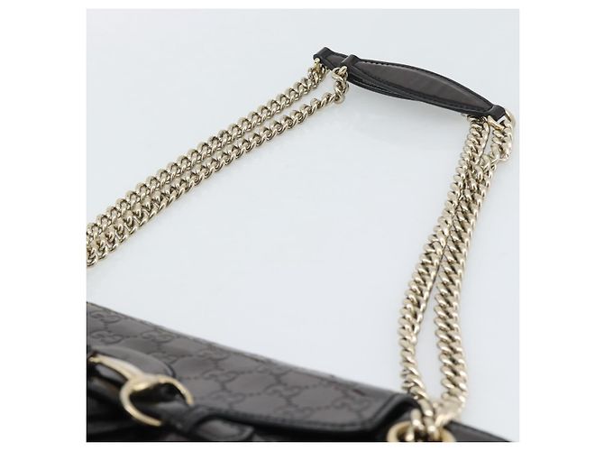 GUCCI GG Canvas Guccissima Horsebit Chain Patent leather 295403 Auth 196047A Nero D'oro - vista 8