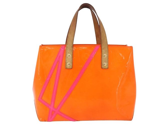 LOUIS VUITTON Monogram Vernis Fluo Reade PM Bolso de Mano Naranja M91905 Auth ka5686 - vista 13
