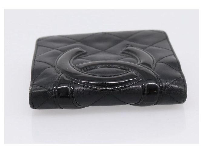 CHANEL Matelasse Cambon Line Bifold Wallet Leather Black Silver CC Auth 194479 - view 4