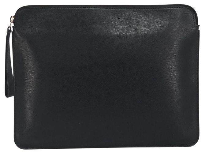 Borsa Clutch Valextra in Pelle Nero Oro Auth 194271A D'oro - vista 13