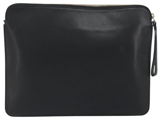 Borsa Clutch Valextra in Pelle Nero Oro Auth 194271A D'oro - vista 2