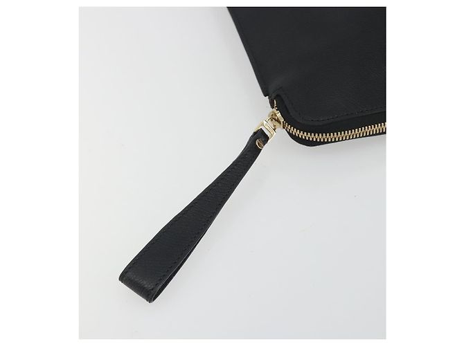 Borsa Clutch Valextra in Pelle Nero Oro Auth 194271A D'oro - vista 8