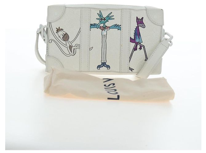 LOUIS VUITTON Taurillon Clemence Soft Trunk LV Friends M80146 Auth 194713SAM Bianco - vista 12