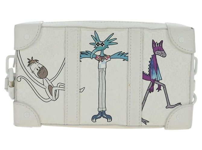 LOUIS VUITTON Taurillon Clemence Soft Trunk LV Friends M80146 Auth 194713SAM Bianco - vista 13