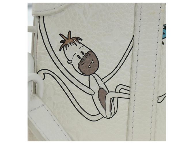 LOUIS VUITTON Taurillon Clemence Soft Trunk LV Friends M80146 Auth 194713SAM Bianco - vista 23
