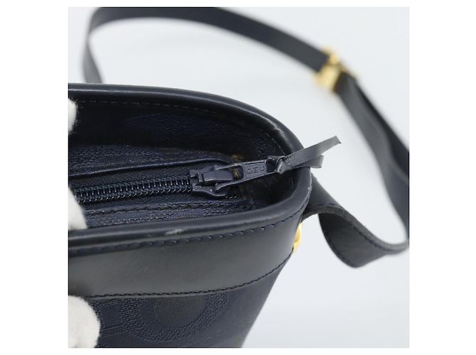Borsa a tracolla Christian Dior Trotter Canvas PVC Navy Gold Auth 196013A D'oro Blu navy - vista 10
