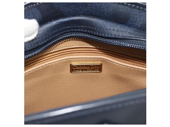 Borsa a tracolla Christian Dior Trotter Canvas PVC Navy Gold Auth 196013A D'oro Blu navy - vista 11