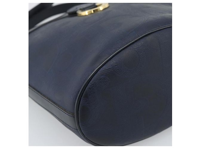 Borsa a tracolla Christian Dior Trotter Canvas PVC Navy Gold Auth 196013A D'oro Blu navy - vista 14