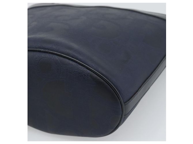 Borsa a tracolla Christian Dior Trotter Canvas PVC Navy Gold Auth 196013A D'oro Blu navy - vista 15