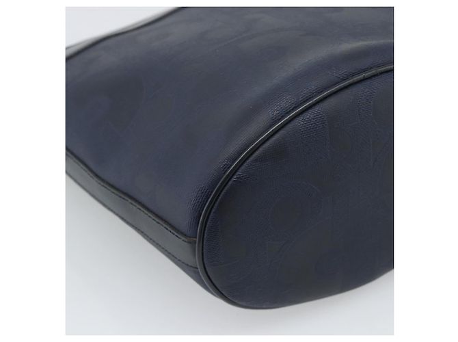 Borsa a tracolla Christian Dior Trotter Canvas PVC Navy Gold Auth 196013A D'oro Blu navy - vista 16
