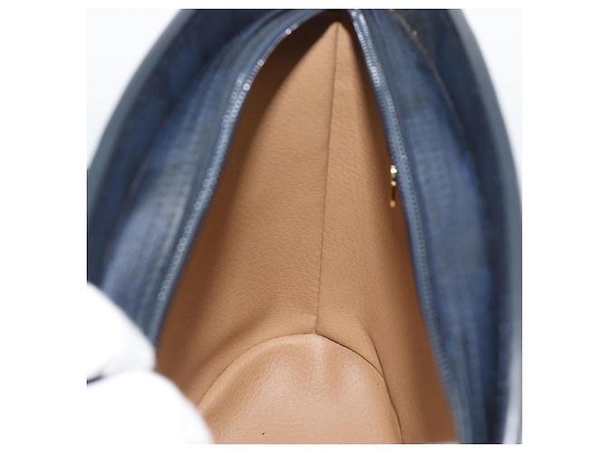 Borsa a tracolla Christian Dior Trotter Canvas PVC Navy Gold Auth 196013A D'oro Blu navy - vista 18