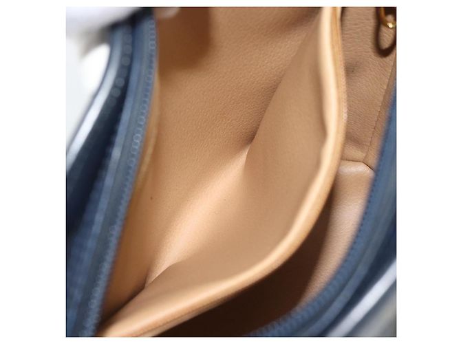 Borsa a tracolla Christian Dior Trotter Canvas PVC Navy Gold Auth 196013A D'oro Blu navy - vista 20