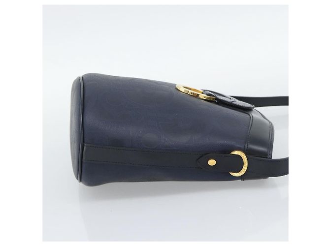 Borsa a tracolla Christian Dior Trotter Canvas PVC Navy Gold Auth 196013A D'oro Blu navy - vista 4