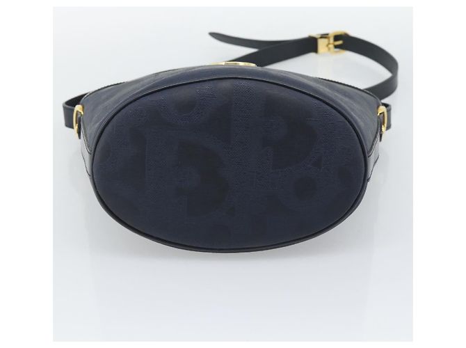 Borsa a tracolla Christian Dior Trotter Canvas PVC Navy Gold Auth 196013A D'oro Blu navy - vista 5