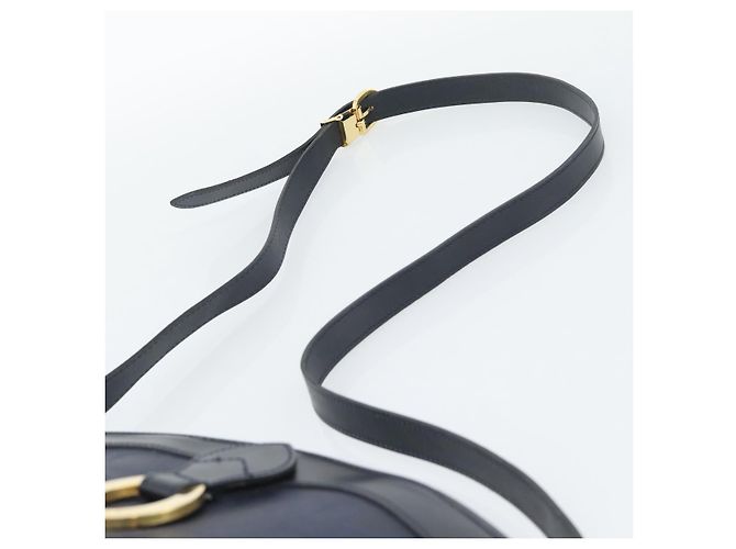 Borsa a tracolla Christian Dior Trotter Canvas PVC Navy Gold Auth 196013A D'oro Blu navy - vista 8