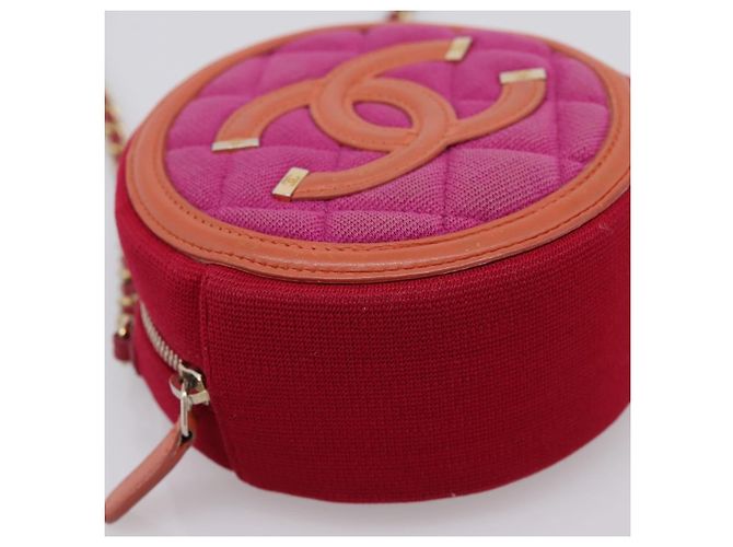 Borsa a tracolla CHANEL Matelasse con catena in tela Pink Gold CC Auth 195524M Rosa D'oro - vista 14