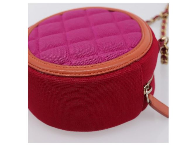 Borsa a tracolla CHANEL Matelasse con catena in tela Pink Gold CC Auth 195524M Rosa D'oro - vista 15