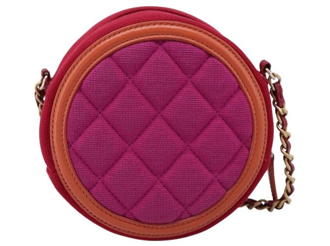 Borsa a tracolla CHANEL Matelasse con catena in tela Pink Gold CC Auth 195524M Rosa D'oro - vista 2
