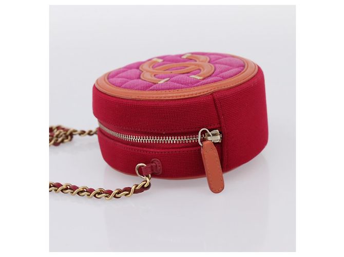 Borsa a tracolla CHANEL Matelasse con catena in tela Pink Gold CC Auth 195524M Rosa D'oro - vista 3