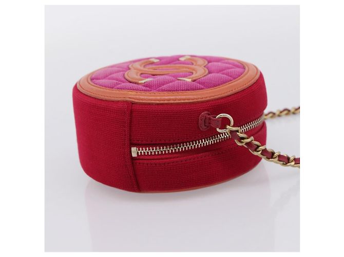 Borsa a tracolla CHANEL Matelasse con catena in tela Pink Gold CC Auth 195524M Rosa D'oro - vista 4