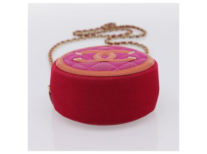 Borsa a tracolla CHANEL Matelasse con catena in tela Pink Gold CC Auth 195524M Rosa D'oro - vista 5