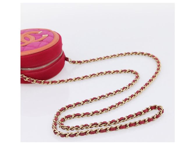 Borsa a tracolla CHANEL Matelasse con catena in tela Pink Gold CC Auth 195524M Rosa D'oro - vista 7