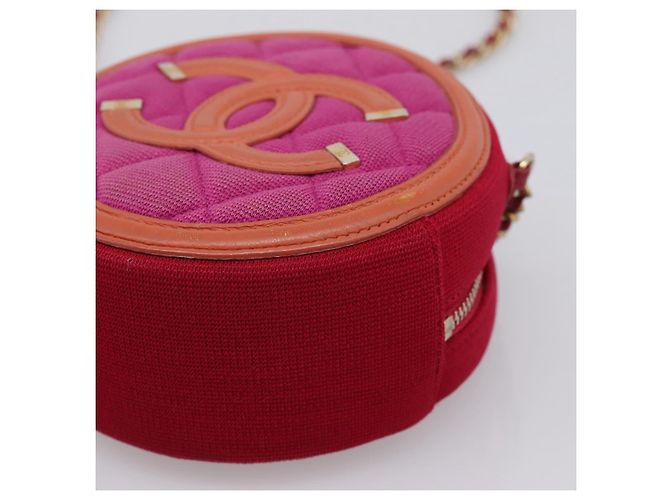 Borsa a tracolla CHANEL Matelasse con catena in tela Pink Gold CC Auth 195524M Rosa D'oro - vista 9