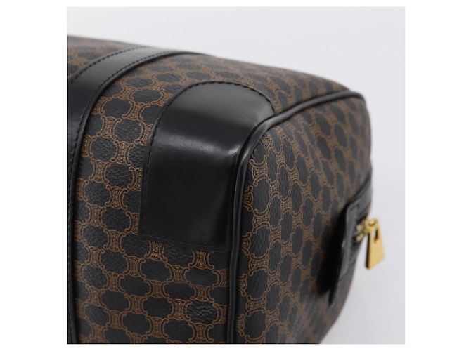 Céline Borsa Boston CELINE Macadam Canvas PVC Pelle Nero Oro Auth 195373V D'oro - vista 15