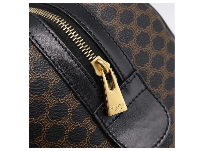 Céline Borsa Boston CELINE Macadam Canvas PVC Pelle Nero Oro Auth 195373V D'oro - vista 17