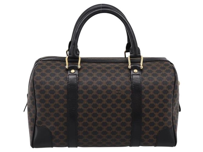 Céline Borsa Boston CELINE Macadam Canvas PVC Pelle Nero Oro Auth 195373V D'oro - vista 2