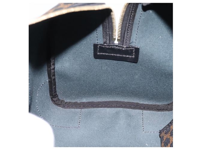 Céline Borsa Boston CELINE Macadam Canvas PVC Pelle Nero Oro Auth 195373V D'oro - vista 20