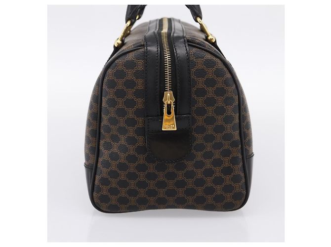 Céline Borsa Boston CELINE Macadam Canvas PVC Pelle Nero Oro Auth 195373V D'oro - vista 3