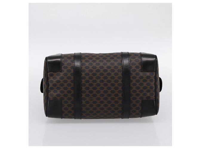 Céline Borsa Boston CELINE Macadam Canvas PVC Pelle Nero Oro Auth 195373V D'oro - vista 5