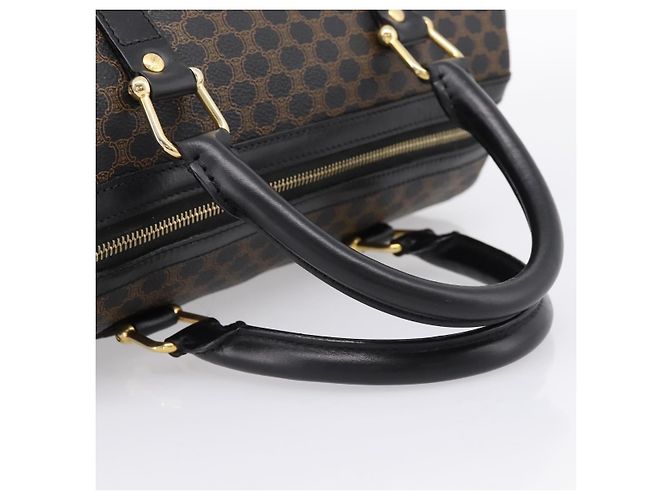 Céline Borsa Boston CELINE Macadam Canvas PVC Pelle Nero Oro Auth 195373V D'oro - vista 7