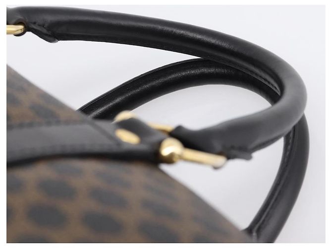 Céline Borsa Boston CELINE Macadam Canvas PVC Pelle Nero Oro Auth 195373V D'oro - vista 8