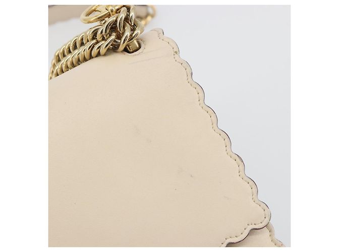 Borsa a spalla con catena FENDI in pelle beige e oro Auth bs36715 D'oro - vista 10