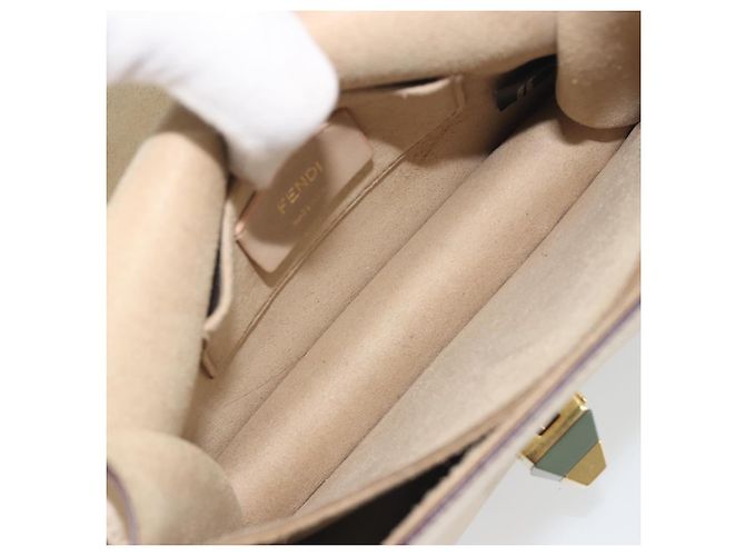Borsa a spalla con catena FENDI in pelle beige e oro Auth bs36715 D'oro - vista 11